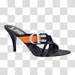 fashion shoes icons , , unpaired black and orange sandal transparent background PNG clipart