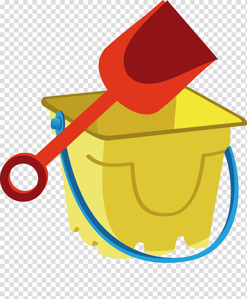 Bucket And Spade, Sand, Bucket And Shovel, Pail And Shovel, Beach Sand Toys, Yellow, Line transparent background PNG clipart