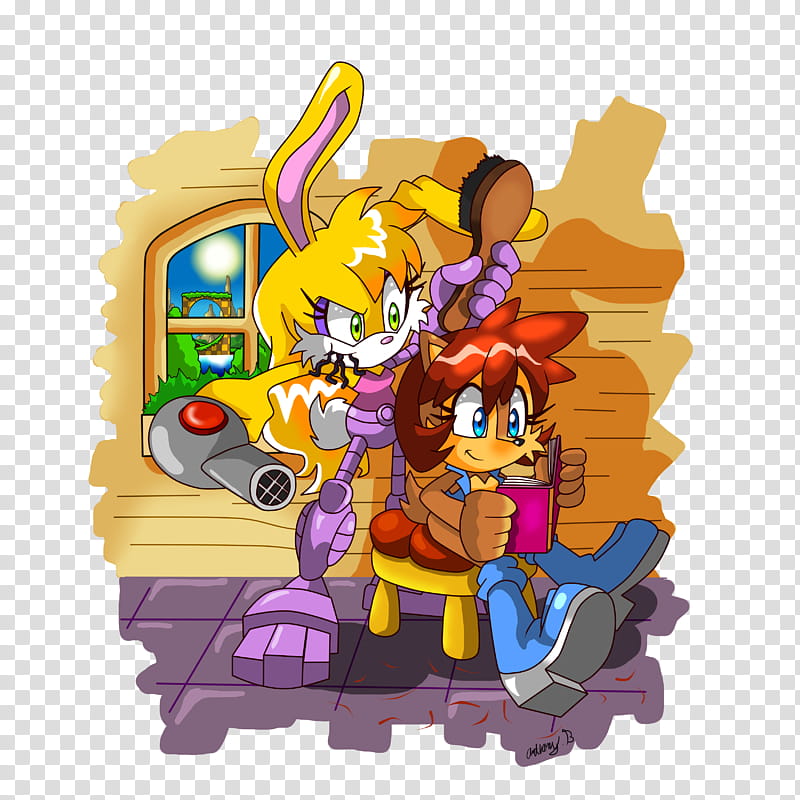 Hair Dresser Bunnie, two rabbit character illustrations transparent background PNG clipart