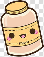 Cute Food, multicolored smiling Mayo bottle illustration transparent background PNG clipart