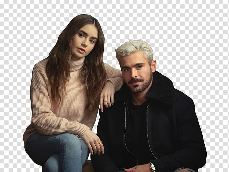 Zac Efron and Lily Collins,  transparent background PNG clipart