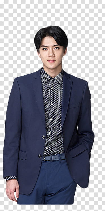 EXO, man wearing black blazer transparent background PNG clipart