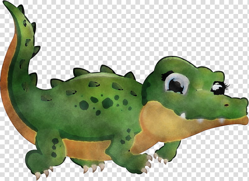 animal figure green crocodile cartoon reptile, Animation, Crocodilia transparent background PNG clipart