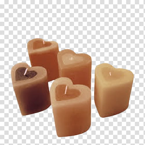 Velas Estilo Vintage, five brown heart-shaped candles transparent background PNG clipart