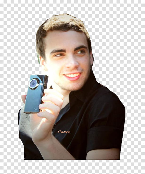 Taylor Benjamin York, man holding a black point-and-shoot camera transparent background PNG clipart