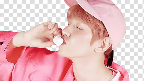 EXO CBX, man wearing pink cap transparent background PNG clipart