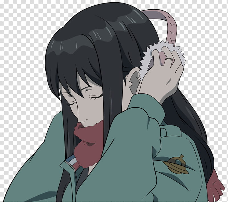 // Kana Kimishima, female anime character holding earmuffs illustration transparent background PNG clipart