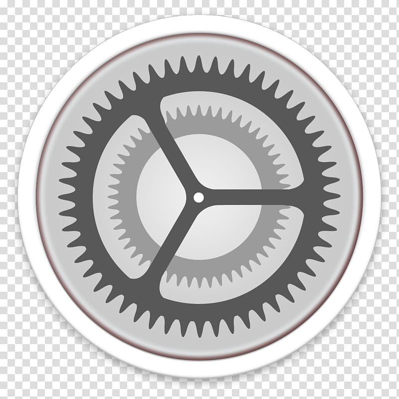 ORB OS X Icon, gray gear illustration inside round white frame transparent background PNG clipart