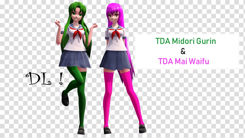 MMD, TDA Midori Gurin and Mai Waifu transparent background PNG clipart