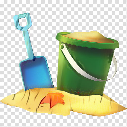 Beach, Bucket, Cartoon, Yellow, Tool, Plastic, Shovel transparent background PNG clipart