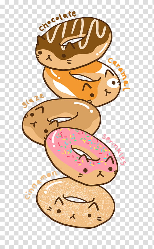overlays, five assorted-flavor ring doughnuts illustration transparent background PNG clipart