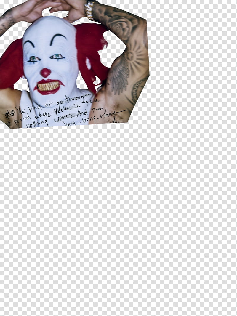 Justin Bieber , man wearing Pennywise mask transparent background PNG clipart