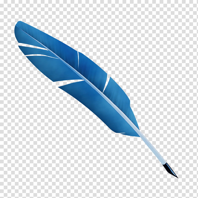 Feather, Watercolor, Paint, Wet Ink, Blue, Pen, Quill, Writing Implement transparent background PNG clipart
