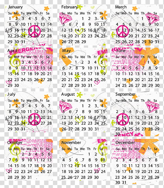 Cool Calendars , white-and-pink  calendar transparent background PNG clipart