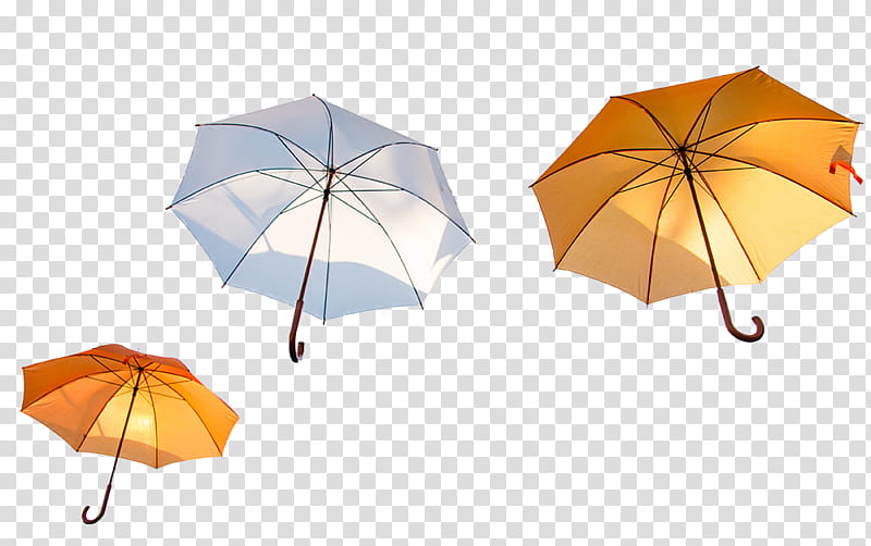 , three white and yellow umbrellas transparent background PNG clipart