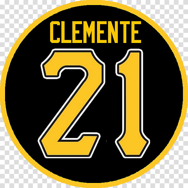 Pittsburgh Pirates Yellow, Logo, Symbol, Number, Roberto Clemente, Text, Signage, Line transparent background PNG clipart