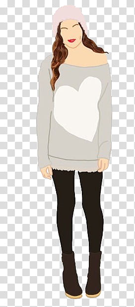 GIRLY OVERLAYS  S, woman in gray heart-printed sweatshirt illustration transparent background PNG clipart