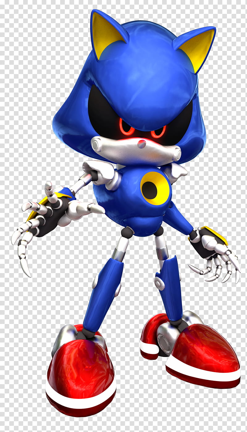 Metal Sonic D, blue and white robot cat character illustration