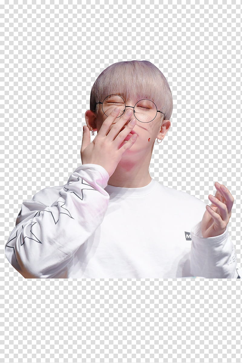 WONHO MONSTA X , man in white sweater holding his face transparent background PNG clipart