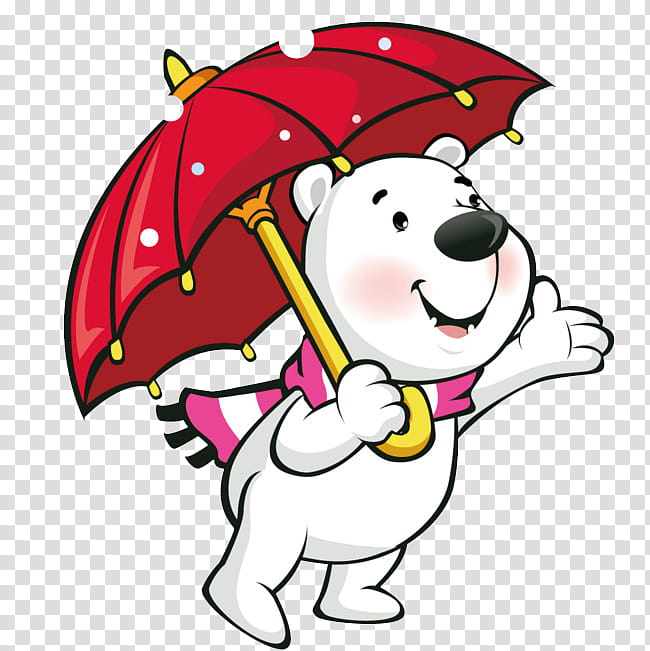 Polar Bear, Penguin, Cartoon, Cuteness, Umbrella, Smile, Pleased transparent background PNG clipart
