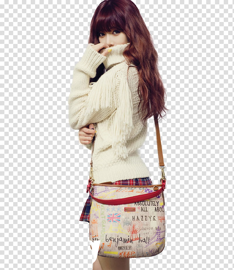 HyunA Minute, woman wearing white sweater transparent background PNG clipart