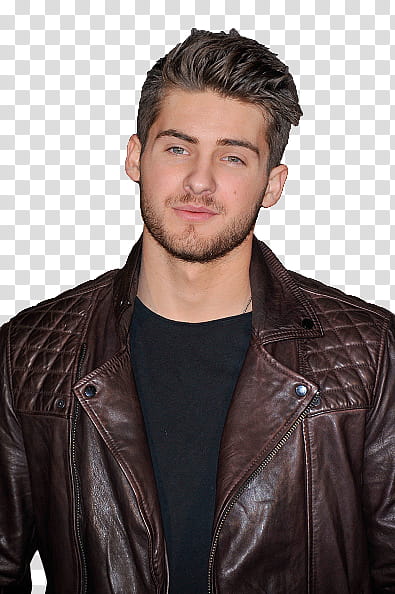 CODY CHRISTIAN, man wearing brown leather jacket transparent background PNG clipart