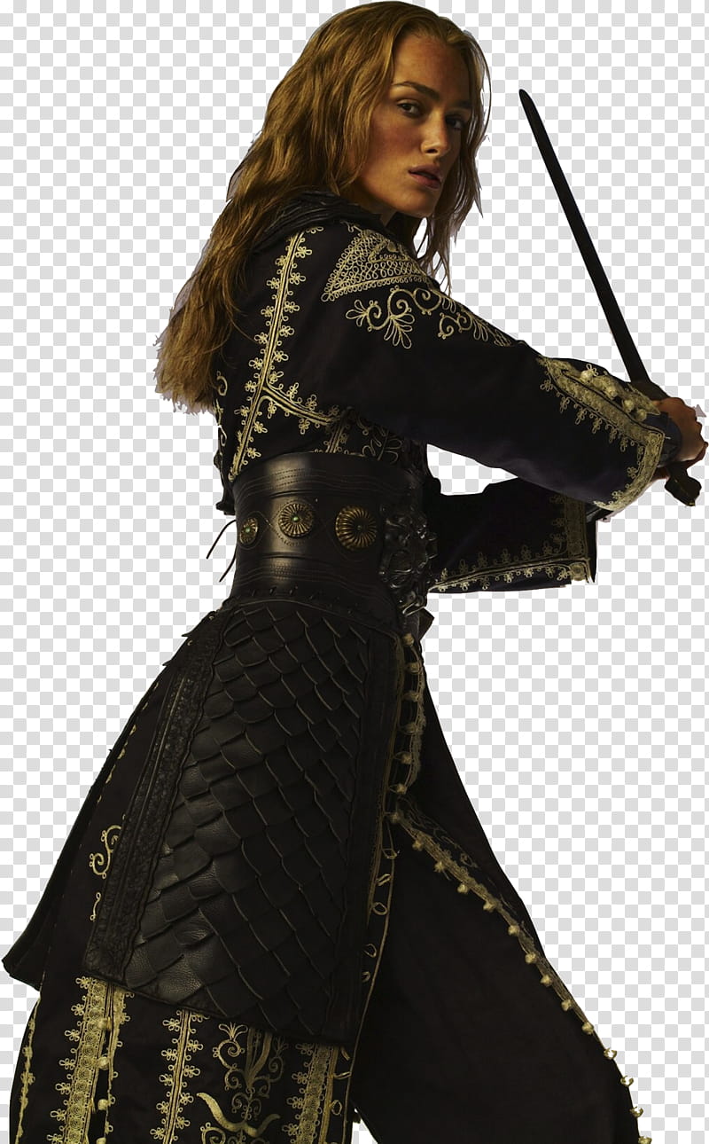Elizabeth Swann Pirates of the Caribbean , woman holding sword transparent background PNG clipart