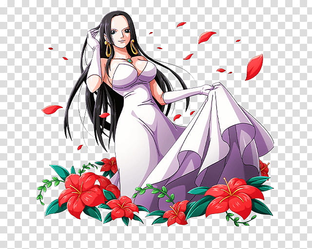 Boa Hancock the Pirate Empress, black haired female anime character illustration transparent background PNG clipart