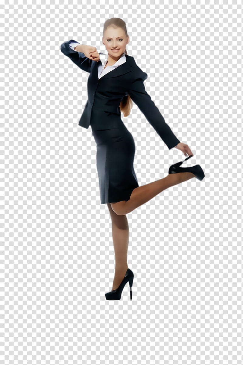 standing joint formal wear uniform dress, Watercolor, Paint, Wet Ink, Flight Attendant, Businessperson, Costume, Gesture transparent background PNG clipart