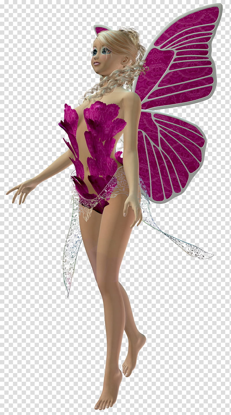 Little pink fae request, girl with purple wings transparent background PNG clipart