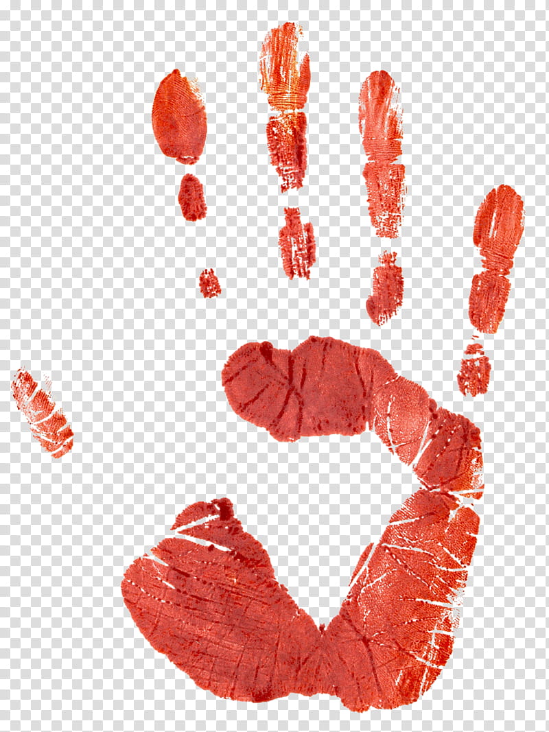 Hand Print, red left palm mark transparent background PNG clipart