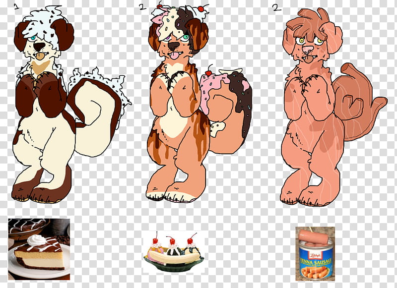food themed doggies w/ big tails [OPEN] transparent background PNG clipart
