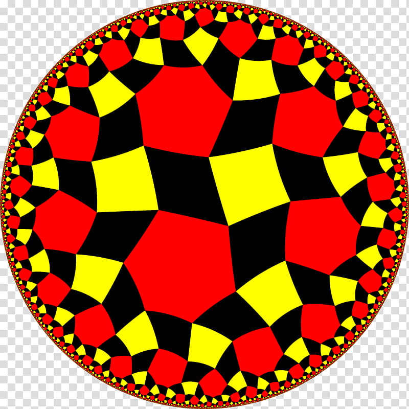 Hexagon, Tessellation, Hyperbolic Geometry, Uniform Tilings In Hyperbolic Plane, Rhombitetrahexagonal Tiling, Order6 Square Tiling, Order4 Hexagonal Tiling, Yellow transparent background PNG clipart