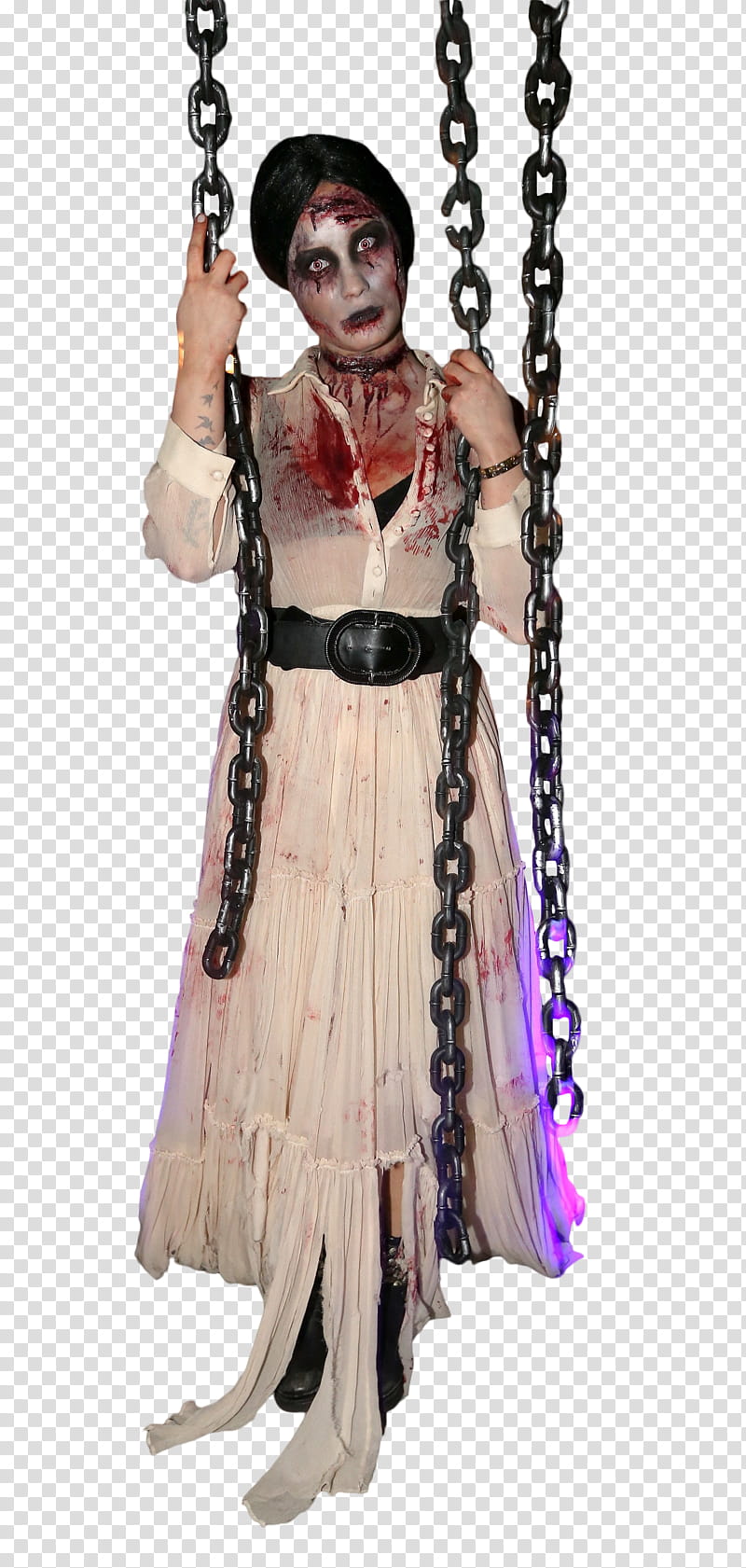 Demi Lovato Zombie , woman wearing dress between black metal chains transparent background PNG clipart