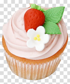 Lovely Cupcake , cupcake with strawberry toppings transparent background PNG clipart