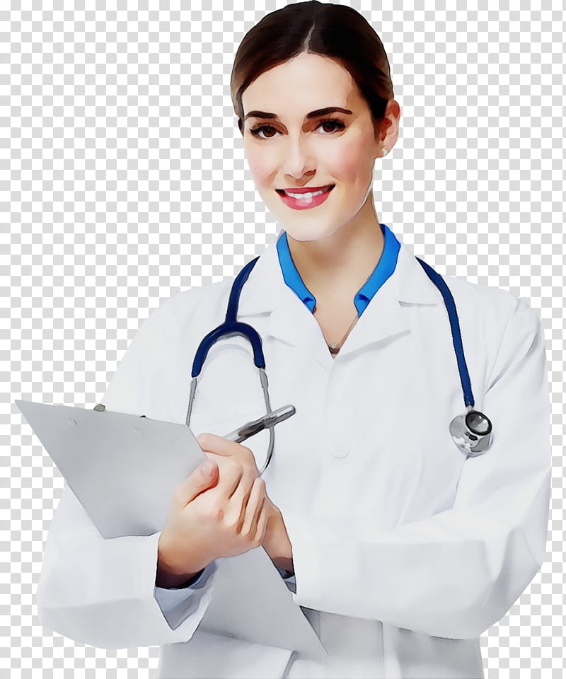 Stethoscope, Watercolor, Paint, Wet Ink, Medical Assistant, Physician, White Coat, Uniform transparent background PNG clipart