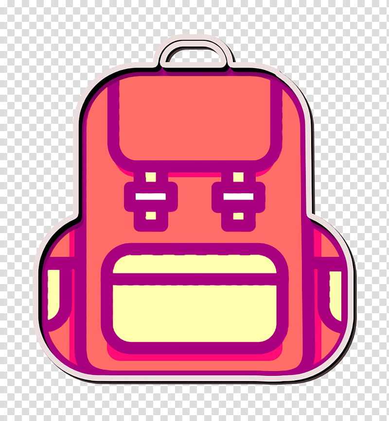 backpack icon bag icon outline icon, Tourism Icon, Travel Icon, Traveling Icon, Vacation Icon, Pink, Magenta, Material Property transparent background PNG clipart