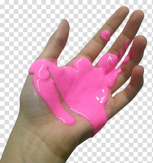 Pink, person's left hand with pink slime transparent background PNG clipart