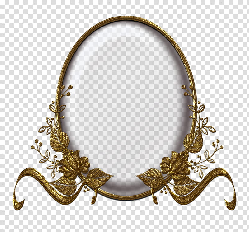 Oval Golden Frame, gold-colored leaf frame transparent background PNG clipart