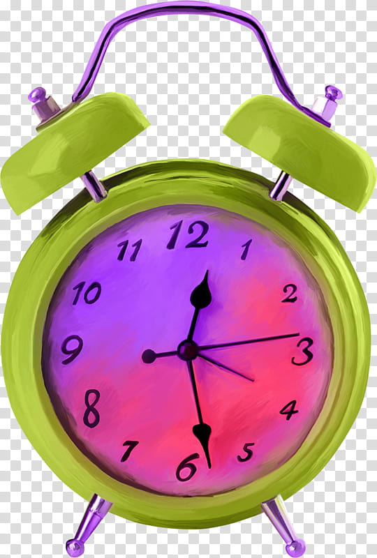 Clock, Alarm Clocks, Pendulum Clock, Drawing, Green, Pink, Yellow, Purple transparent background PNG clipart