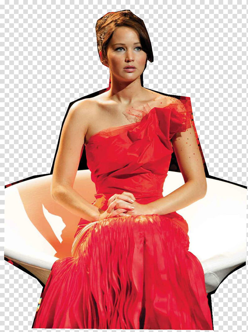 The Hunger Games, Katniss Everdeen in red dress transparent background PNG clipart