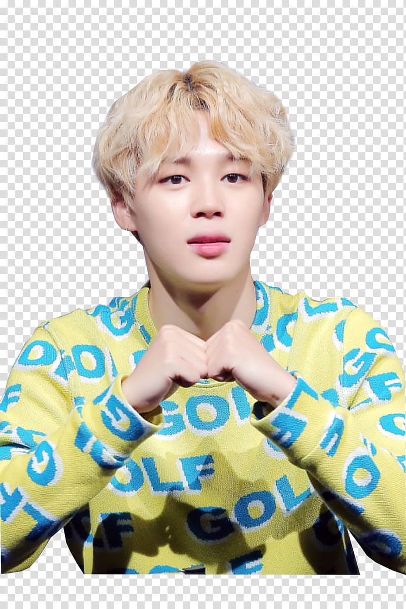 JIMIN S, man wearing yellow-and-blue crew-neck long-sleeved shirt transparent background PNG clipart