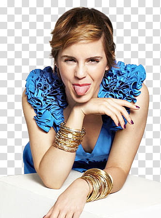 Emma Watson, woman showing tounge transparent background PNG clipart