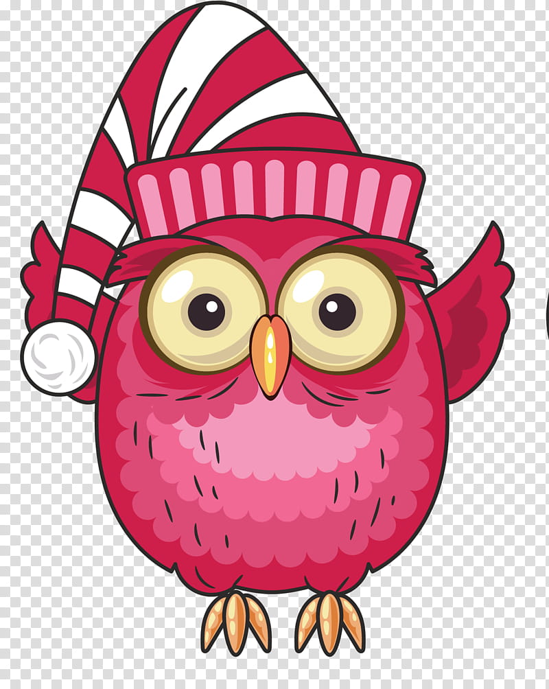 Christmas Artwork, Owl, Cartoon, Drawing, Animation, Beak, Pink, Bird transparent background PNG clipart