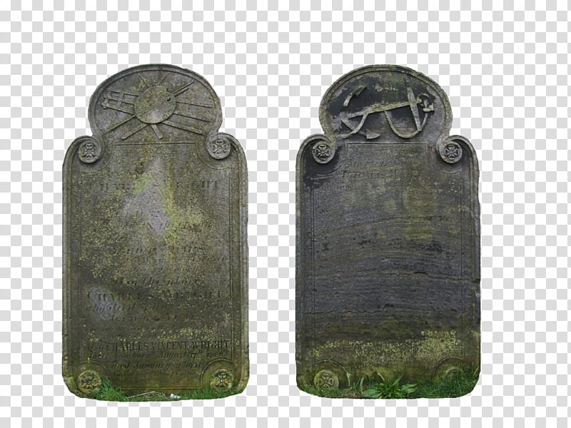 Two Headstones, two gray tombstones transparent background PNG clipart