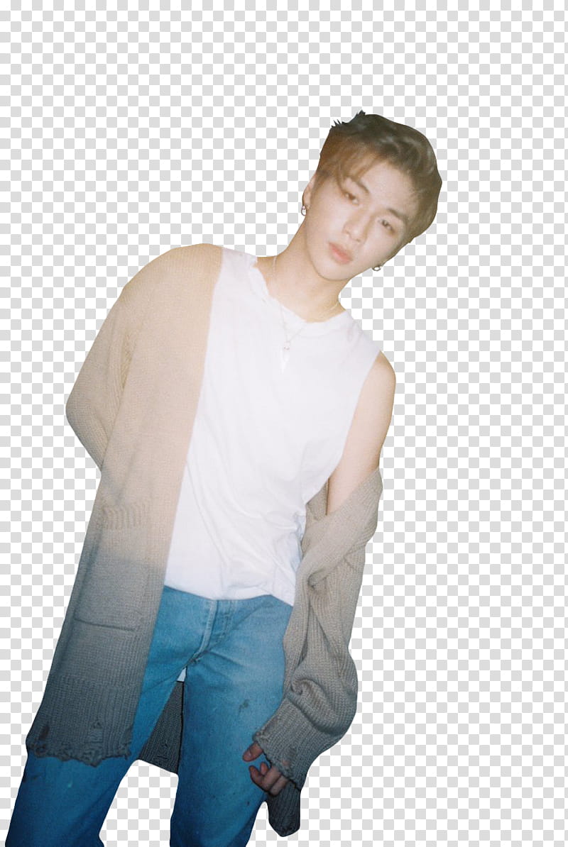 WANNA ONE NOTHING WITHOUT YOU, man wearing gray cardigan and white sleeveless shirt transparent background PNG clipart