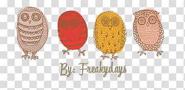 Cute Owls, four owl paintings transparent background PNG clipart