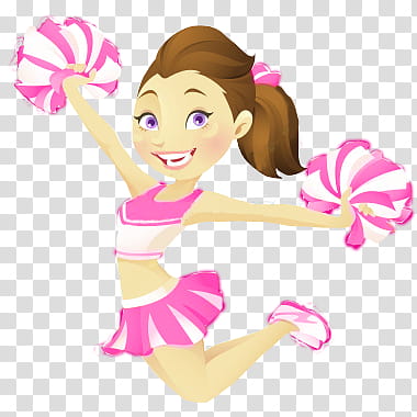 smiling woman cheering while holding pom poms illustration transparent background PNG clipart