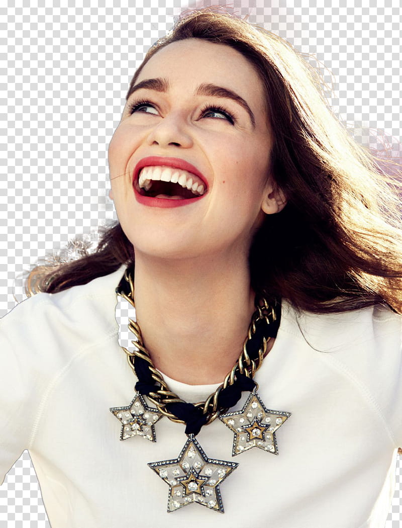 Emilia Clarke, Emilia Clarke smiling while looking up transparent background PNG clipart