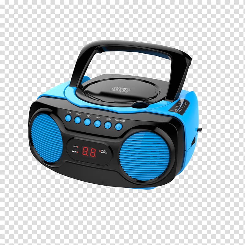 Boombox Stereophonic sound Sound box Multimedia, Radio Broadcasting, Radio M, Technology, Electric Blue, Portable Media Player, Electronic Instrument transparent background PNG clipart